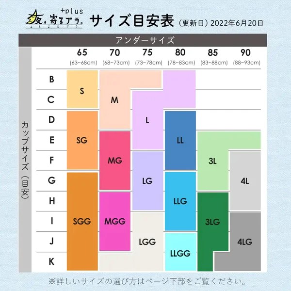 夜寄るブラのサイズ表