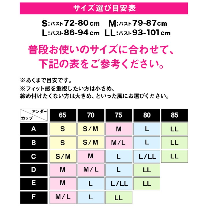 DRW(ドロー)ナイトブラのサイズ